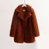 Women's Fur & Faux Fashion Circle Wool Fuax Coat Loose Long Sleeve Turn Down Collar Jacket Warm Plush Teddy Winter Women Outwear