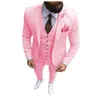 Costumes pour hommes Blazers rose 3 pièces costume formel affaires cran revers coupe mince smoking homme Blazer pour mariage blazer gilet pantalon 230111