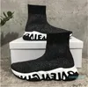 Designer de sapatos casuais clássicos Paris Men Speed ​​Speed ​​Speed ​​Knit Sock Black Khaki Watermark Scenens Speeds Platform Stretch Stretch