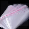 Sacchetti di immagazzinaggio 100Pcs Trasparente Autoadesivo Richiudibile Trasparente Cellophane Poly Opp Sigillo Confezione regalo Borsa Sacchetto di gioielli Drop Delive Dhwoo