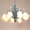 Chandeliers Blue Korean Pastoral Chandelier Lighting Dining Room Bedroom Ceiling Children's Characteristic Lamp