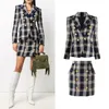 Womens Designer Two Piece Set Dress Spring Wool Blend Cloths Outerwears Luxury Brand Clothing Size S-2XL A49