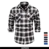 Men's Casual Shirts AIOPESON Double Pocket Flannel Plaid Long Sleeve Social Business for Autumn Fashion Checkered 230111