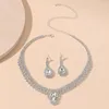 Necklace Earrings Set TREAZY Luxury Waterdrop Crystal Bridal For Women Rhinestones Choker Wedding Jewelry Accessories