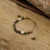 Strand Vlen Stone natural turquesa Bracelets de charme boho pulseira de miçangas faceted para mulheres garotas de cera de cera