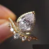 Anneaux de bande Fashion Jewelry Boutique Big Drop Crystal Ring Lady Delivery Dhriy