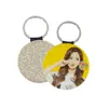 Arts And Crafts Round Heat Transfer Keychain Pendant Fine Flash Sublimation Blank Leather Keychains Lage Decoration Key Ring Diy Gif Dh2Nv