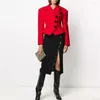 Ternos femininos Jaqueta de moda deslumbrante feminino Mulheres Slim Fit Red Short Blazer