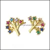 Stud New Rainbow Cubique Zircone Amour Lèvres Flèche Arbre Boucles D'oreilles Pour Femmes Filles Mode Cuivre Plaqué Or 18K Cz Boucle D'oreille Bijoux Dhrdh