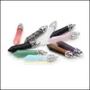 Pendanthalsband naturliga sten ametister rose kvarts charms kristallpelare f￶r diy smycken tillverkar ￶rh￤ngen halsband 8x40mm drop de dhymo