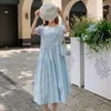 Maternity Dresses Summer O-neck Cotton Embroidery Floral Long Dress For Pregnant Women Short Sleeve Pregnancy Party