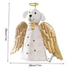 Décorations de Noël 11 pouces Golden Angel Dog Tree Topper Beaux ornements pour les cours Cafés Restaurants Bureaux 11x11x3.1in