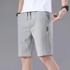 Herr shorts 2023 zomer heren sport effen kleur rak patroon losse soort elastische taille trekkoord casual jogging broek