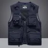 Men's Vests Summer Men Unloading Tactical Vest Coat Casual Men's Pographer Waistcoat Mesh Work Sleeveless Jacket Tools Pocket Vest 5XL 230111