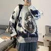 Herentruien herfst winter dier jacquard trui mannen jumper gebreide vrouwen o nek casual bovenkleding paren vintage Japanse mode