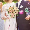 Bouquet de fausses roses artificielles, 24 têtes de feuilles d'eucalyptus, tiges en vrac pour mariage (rose)