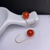 Stud Earrings Shilovem 18K Yellow Gold Real Natural South Red Agate Fine Jewelry Cute Wedding Gift Plant Women Myme8.58.56641nh