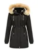 Parkas en duvet pour femmes manteau d'hiver en molleton d'agneau en coton ample doublé de fourrure à capuche vestes à capuche amovible pardessus chaud 230111