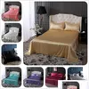 Ensembles de draps 18 couleurs Ensemble de draps plats en satin de soie de luxe Single Queen Size King Couvre-lit Er Lin Double FL Sexy Drop Delivery Dhvdz