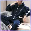 Men's Sleepwear Winter Thicken Flannel Warm Pajamas Sets Male Long Sleeve Plus Size Casual Dinosaur Homewear Large 230111