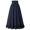 Skirts SD Women Summer Clothes Gothic Maxi High Waist Ruffled Hem ALine Elastic Vintage Pleated Casual Party 230110