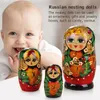 Bambole 1 Set Legno Bambole Russe di Nidificazione Bambole Matrioska Babushka Mano Dipinta Orso Poupee Russe per Regali per Bambini Bambola Artigianale Decorazioni per la Casa 230111