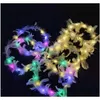 Décoration De Fête Led Blanc Plume Tête Guirlande Bandeau Couronne Dames Filles Ange Poule Nuit Déguisement Lueur Bandeau Batterie Chute Dhcsz