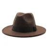 Fedora czapki dla mężczyzn płaska wełniana czapka z wełny z paskiem Panama Cap Women Women Jazz Winter Spring Autumn Casual Fashion Akcesoria Czarnoczerwieści Brown