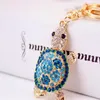 Keychains fofos Crystal Rhinestone Tortoise Keyrings Key Chains Holder para pingente de bolsa de carro B095