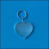 Key Rings Heart Shaped Diy Acrylic Blank Picture Frame Keychains Transparent Insert Po Pendant Ring Jewelry Accessories 41 Drop Deliv Dhfyf