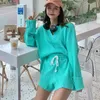 Damskie dresy dwupoziomowe Zestaw Korea Autumn Kobiety Solidne O-Neck Long Rleeve Loose Sweatre Swetrze Swato Suits Kobieta 2023 Modne ubrania