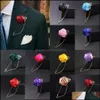 Pins Brooches Mixed Color Men Rose Flower Golden Leaf Fashion Brooch Pin Suit Lapel Wedding Boutonniere Broochs Gift Jewelry Drop De Dhqrp