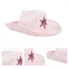 Headpieces Pink Cowboy Caps Western Cowgirl Hat For Women Girl Po Props Bandana Charming Fedora