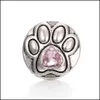 Andere snap -knoop sieraden Component Hart Rhinestone Paw 18mm metalen snaps Knopen Passen Bracelet Bangle Noosa A036 Drop Delivery Findi DH6U0