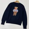 Damenpullover Damenpullover Rl Cartoon Bär Stickerei Mode Langarm Strickpullover Wolle Baumwolle Weich Unisex Strick C12Y3U