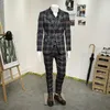 Trajes para hombre, conjunto de cuadros rojos para hombre, ropa de novio de boda a la moda, conjuntos de pantalón y chaqueta, traje ajustado informal de estilo inglés adecuado para 4 estaciones más