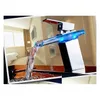 Bathroom Sink Faucets Waterfall Led Faucet. Glass Water Fall Brass Basin Mixer Tap Deck Mounted Drop Delivery Home Garden Showers Acc Dh5Hl