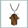 Pendentif Colliers Mignon Guérison Cristal Opale Oeil De Tigre Collier Forme De La Main Pierre Naturelle Collier Cadeau En Gros Drop Livraison Bijoux Dhik5