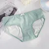 Panties Girl Underwear 5pc/lot Lace Cotton Middle Waist Lovely Print Briefs Young Teenager Students Green