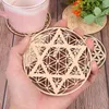 Table Mats Carved Set Chakra Flower Of Life Natural Symbol Wood Round Edge Circles Coffee Tea Cup For Stone Crystal Pads