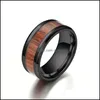 Bandringe 8mm Wolfram Finger langlebig Vintage Titan Edelstahl Holz Inlay Ring Schmuck für Männer Frauen 316L 111 m2 Drop Delive Dhwle