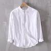 Men's Casual Shirts Spring Autumn Fashion Men Stand Collar Solid Color Long Sleeve Shirt Male Japan Style Button Up Simple Harajuku Slim