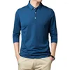 Men's Polos 2023 Fashion Solid Polo Shirt Men Korean Clothing Long Sleeve Casual Fit Slim Man Button Collar Tops Tees