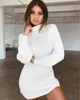 Casual Dresses 2023 Long Sleeve O Neck Autumn Dress For Women High Waist Skinny Cotton Kntting Sweater Winter Sexy Mini