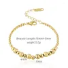 Charm Bracelets Fashion Stainless Steel Smooth Ball String Frosted Bracelet Woman Wholesale B-26