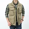 Men's Vests Trendy Camping Vest Soft Zipper Outdoor Turn-down Collar