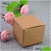 Gift Wrap 50Pcs 5X5X5/6X6X6/7X7X7/8X8X8/9X9X9/10X10X10Cm White/Black/Kraft Paper Square Box Diy Handmade Soap Cardboard Drop Deliver Dhodm