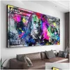 Peintures Dollars d'inspiration Imprimer 100 Dollar Affiche Cash Art Bill Money Toile Salon Décoration Mur Photo Drop Livraison DH6Fv