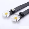 Belts Ladys Fashion Decoration Belt Daisy Faux Leather Metal Buckle Pu Drop Delivery Accessories Dhtka