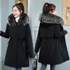 Women's Down Parkas Women Winter Jacket 8XL Slim Long Coat Casual Big fur collar Wool Liner Hooded Outwear Cotton Warm Coats Female 230111